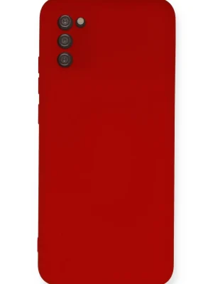 Newface Samsung Galaxy A03S Kılıf Nano içi Kadife Silikon - Kırmızı