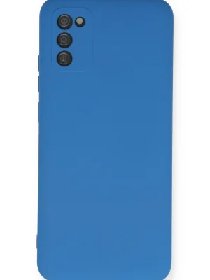 Newface Samsung Galaxy A03S Kılıf Nano içi Kadife Silikon - Mavi