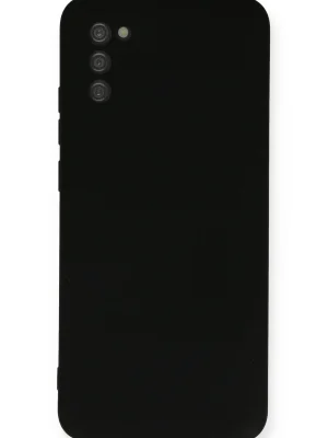 Newface Samsung Galaxy A03S Kılıf Nano içi Kadife Silikon - Siyah