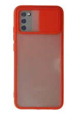 Newface Samsung Galaxy A03S Kılıf Palm Buzlu Kamera Sürgülü Silikon - Kırmızı