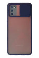Newface Samsung Galaxy A03S Kılıf Palm Buzlu Kamera Sürgülü Silikon - Lacivert
