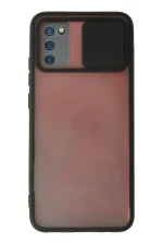 Newface Samsung Galaxy A03S Kılıf Palm Buzlu Kamera Sürgülü Silikon - Siyah