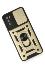 Newface Samsung Galaxy A03S Kılıf Pars Lens Yüzüklü Silikon - Gold - Görsel 3