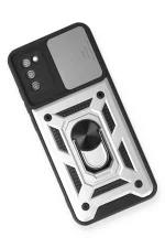 Newface Samsung Galaxy A03S Kılıf Pars Lens Yüzüklü Silikon - Gümüş - Görsel 3