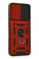 Newface Samsung Galaxy A03S Kılıf Pars Lens Yüzüklü Silikon - Kırmızı - Görsel 2