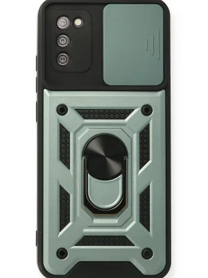 Newface Samsung Galaxy A03S Kılıf Pars Lens Yüzüklü Silikon - Yeşil