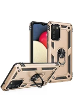 Newface Samsung Galaxy A03S Kılıf Sofya Yüzüklü Silikon Kapak - Gold - Görsel 2