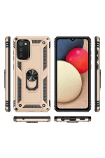 Newface Samsung Galaxy A03S Kılıf Sofya Yüzüklü Silikon Kapak - Gold - Görsel 3