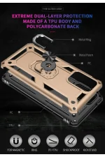 Newface Samsung Galaxy A03S Kılıf Sofya Yüzüklü Silikon Kapak - Gold - Görsel 6