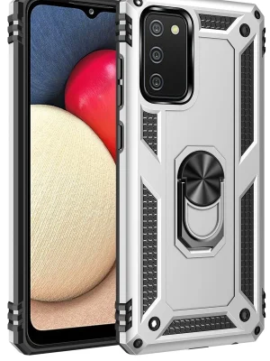 Newface Samsung Galaxy A03S Kılıf Sofya Yüzüklü Silikon Kapak - Gümüş