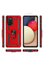 Newface Samsung Galaxy A03S Kılıf Sofya Yüzüklü Silikon Kapak - Kırmızı - Görsel 3