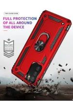 Newface Samsung Galaxy A03S Kılıf Sofya Yüzüklü Silikon Kapak - Kırmızı - Görsel 8