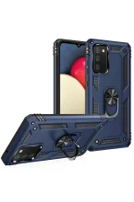 Newface Samsung Galaxy A03S Kılıf Sofya Yüzüklü Silikon Kapak - Lacivert - Görsel 2