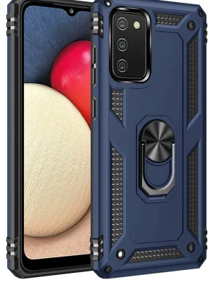 Newface Samsung Galaxy A03S Kılıf Sofya Yüzüklü Silikon Kapak - Lacivert