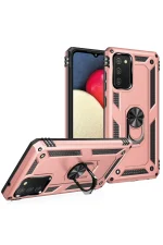 Newface Samsung Galaxy A03S Kılıf Sofya Yüzüklü Silikon Kapak - Rose - Görsel 2