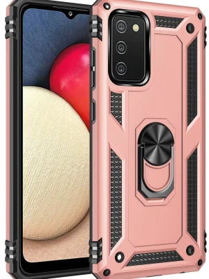 Newface Samsung Galaxy A03S Kılıf Sofya Yüzüklü Silikon Kapak - Rose