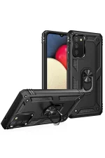 Newface Samsung Galaxy A03S Kılıf Sofya Yüzüklü Silikon Kapak - Siyah - Görsel 2