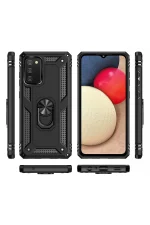 Newface Samsung Galaxy A03S Kılıf Sofya Yüzüklü Silikon Kapak - Siyah - Görsel 3