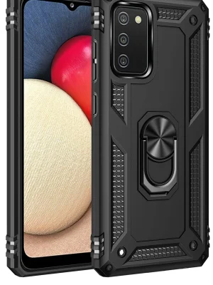 Newface Samsung Galaxy A03S Kılıf Sofya Yüzüklü Silikon Kapak - Siyah