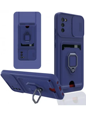 Newface Samsung Galaxy A03S Kılıf Zuma Kartvizitli Yüzüklü Silikon - Lacivert