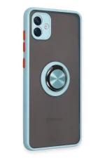 Newface Samsung Galaxy A04 Kılıf Montreal Yüzüklü Silikon Kapak - Buz Mavi - Görsel 2