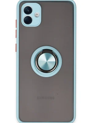 Newface Samsung Galaxy A04 Kılıf Montreal Yüzüklü Silikon Kapak - Buz Mavi