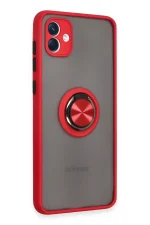 Newface Samsung Galaxy A04 Kılıf Montreal Yüzüklü Silikon Kapak - Kırmızı - Görsel 2