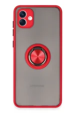 Newface Samsung Galaxy A04 Kılıf Montreal Yüzüklü Silikon Kapak - Kırmızı