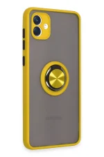 Newface Samsung Galaxy A04 Kılıf Montreal Yüzüklü Silikon Kapak - Sarı - Görsel 2