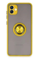 Newface Samsung Galaxy A04 Kılıf Montreal Yüzüklü Silikon Kapak - Sarı