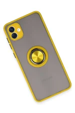 Newface Samsung Galaxy A04 Kılıf Montreal Yüzüklü Silikon Kapak - Sarı - Görsel 3