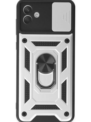 Newface Samsung Galaxy A04 Kılıf Pars Lens Yüzüklü Silikon - Gümüş