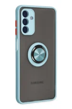 Newface Samsung Galaxy A04S Kılıf Montreal Yüzüklü Silikon Kapak - Buz Mavi - Görsel 2