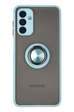 Newface Samsung Galaxy A04S Kılıf Montreal Yüzüklü Silikon Kapak - Buz Mavi