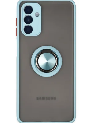 Newface Samsung Galaxy A04S Kılıf Montreal Yüzüklü Silikon Kapak - Buz Mavi