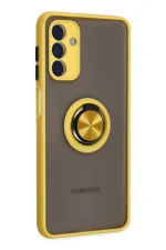 Newface Samsung Galaxy A04S Kılıf Montreal Yüzüklü Silikon Kapak - Sarı - Görsel 2