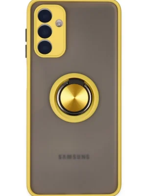 Newface Samsung Galaxy A04S Kılıf Montreal Yüzüklü Silikon Kapak - Sarı