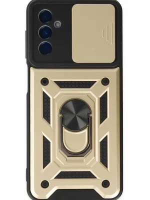 Newface Samsung Galaxy A04S Kılıf Pars Lens Yüzüklü Silikon - Gold