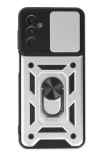 Newface Samsung Galaxy A04S Kılıf Pars Lens Yüzüklü Silikon - Gümüş