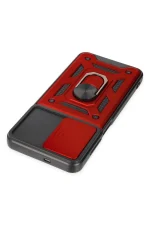 Newface Samsung Galaxy A04S Kılıf Pars Lens Yüzüklü Silikon - Kırmızı - Görsel 5