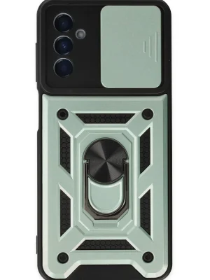 Newface Samsung Galaxy A04S Kılıf Pars Lens Yüzüklü Silikon - Yeşil