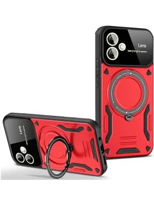 Newface Samsung Galaxy A05 Kılıf Joy Lens Standlı Kapak - Kırmızı