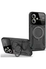 Newface Samsung Galaxy A05 Kılıf Joy Lens Standlı Kapak - Siyah