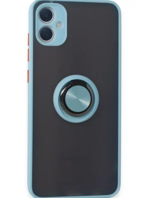 Newface Samsung Galaxy A05 Kılıf Montreal Yüzüklü Silikon Kapak - Buz Mavi