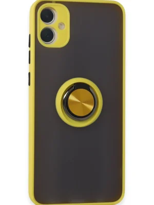 Newface Samsung Galaxy A05 Kılıf Montreal Yüzüklü Silikon Kapak - Sarı