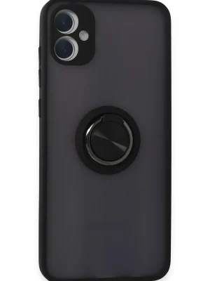 Newface Samsung Galaxy A05 Kılıf Montreal Yüzüklü Silikon Kapak - Siyah