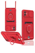 Newface Samsung Galaxy A05 Kılıf Zuma Kartvizitli Yüzüklü Silikon - Kırmızı