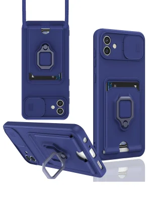 Newface Samsung Galaxy A05 Kılıf Zuma Kartvizitli Yüzüklü Silikon - Lacivert