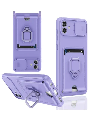 Newface Samsung Galaxy A05 Kılıf Zuma Kartvizitli Yüzüklü Silikon - Lila