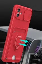 Newface Samsung Galaxy A05 Kılıf Zuma Kartvizitli Yüzüklü Silikon - Pembe - Görsel 2